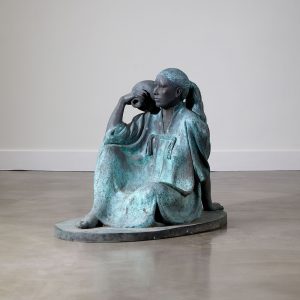 Bronze Seated Woman with Urn by Felipe Castañeda