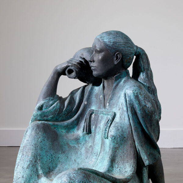 Bronze Seated Woman with Urn by Felipe Castañeda