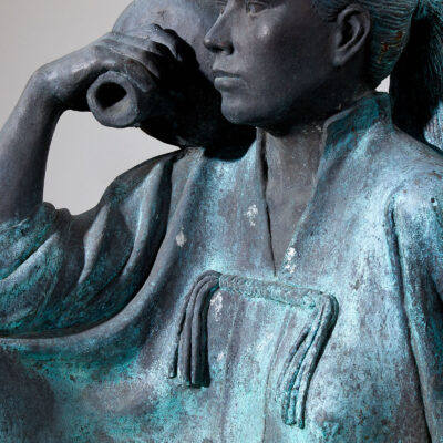 Bronze Seated Woman with Urn by Felipe Castañeda