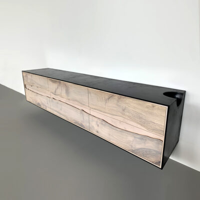 OUTSIDE IN Credenza in Black – Wall Mounted 84″
