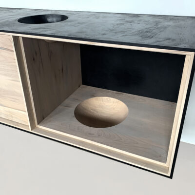 OUTSIDE IN Credenza in Black – Wall Mounted 96″