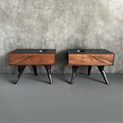 OUTSIDE IN Side Tables in Black with Concrete Legs