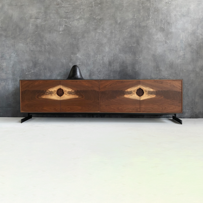 OUTSIDE IN Credenza in Black – Metal Legs 86″