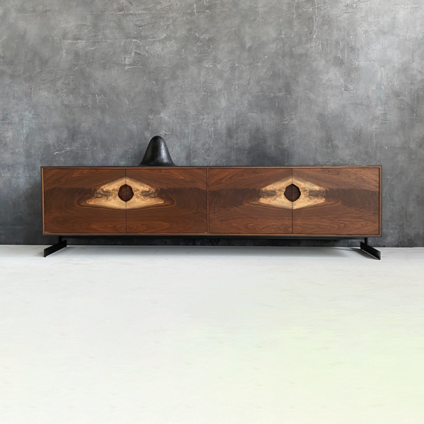 OUTSIDE IN Credenza in Black – Metal Legs 86″