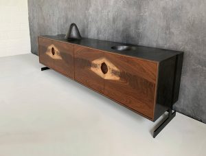 OUTSIDE IN Credenza in Black – Metal Legs 86″