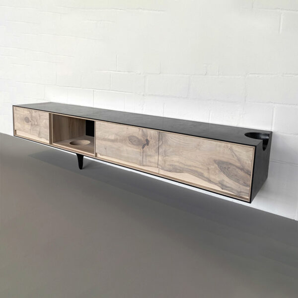 OUTSIDE IN Credenza in Black – Wall Mounted 106″