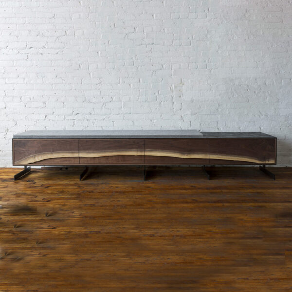 OUTSIDE IN Credenza in Black – Metal Legs 86″