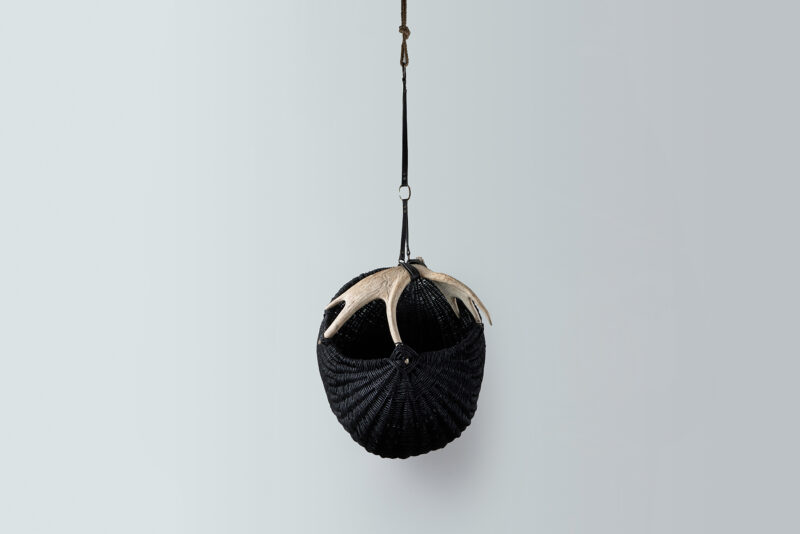 Hanging Shed Moose Antler Basket A1
