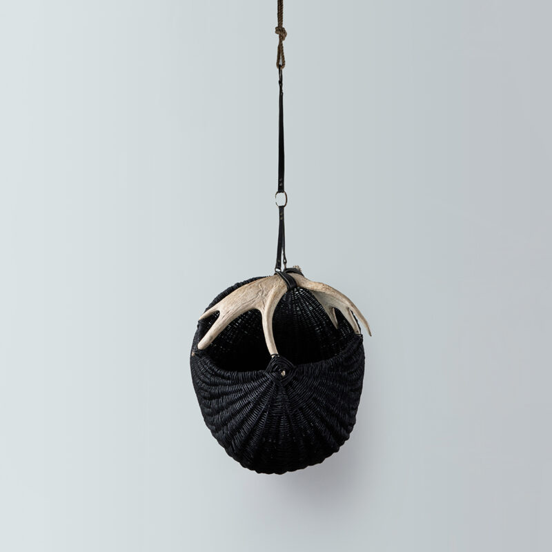 Hanging Shed Moose Antler Basket A1