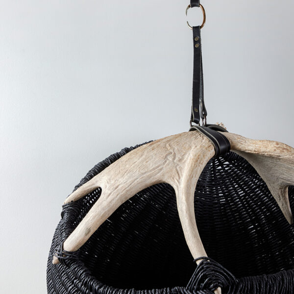 Hanging Shed Moose Antler Basket A1