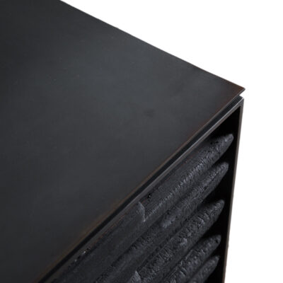 Three Door Charred Wood Cabinet