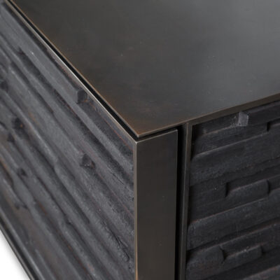 Three Door Charred Wood Cabinet