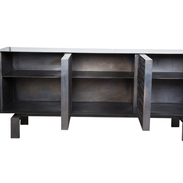 Three Door Charred Wood Cabinet