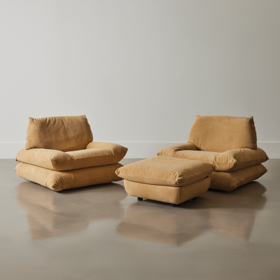Pair of Canoli Chairs and Ottoman