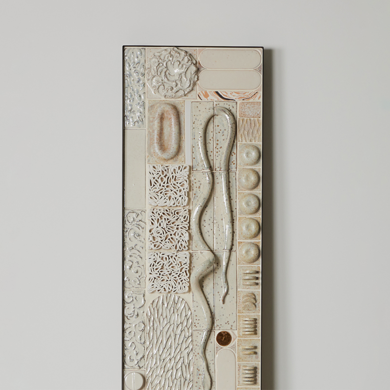 Framed Tiled Artwork - in White