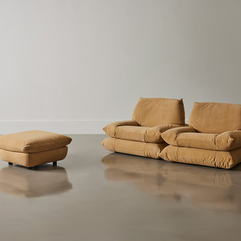 Pair of Canoli Chairs and Ottoman