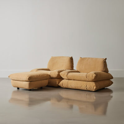 Pair of Canoli Chairs and Ottoman