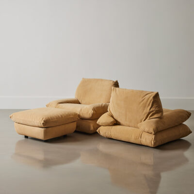 Pair of Canoli Chairs and Ottoman