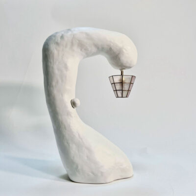 Le Cygne Table Lamp with Vintage Capiz Shade