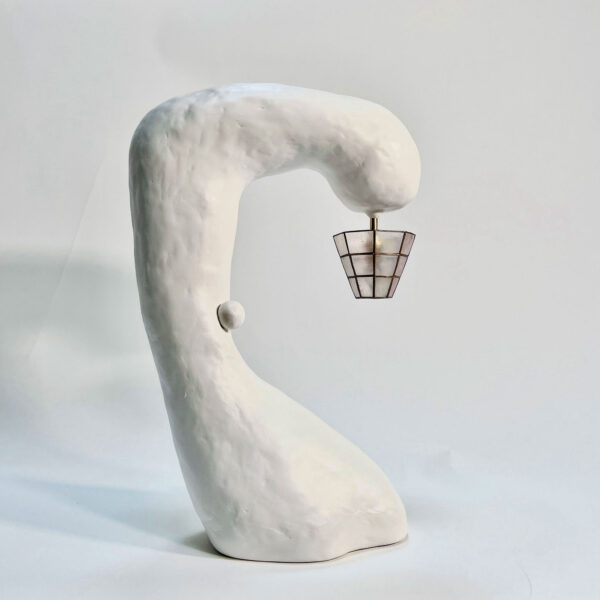 Le Cygne Table Lamp with Vintage Capiz Shade