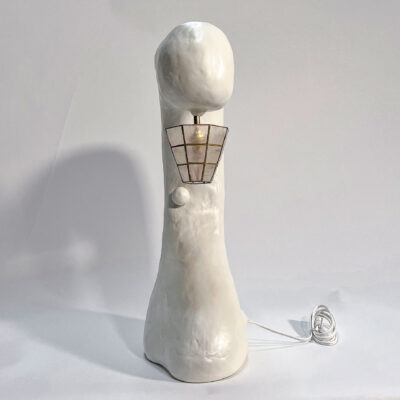 Le Cygne Table Lamp with Vintage Capiz Shade