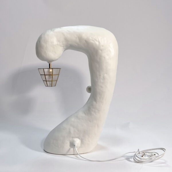 Le Cygne Table Lamp with Vintage Capiz Shade