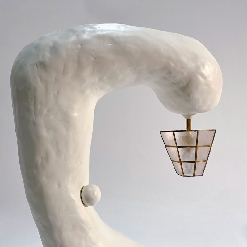 Le Cygne Table Lamp with Vintage Capiz Shade