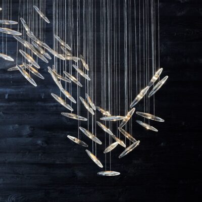 Moonlight Murmuration Chandelier – Oval (64 Drops)