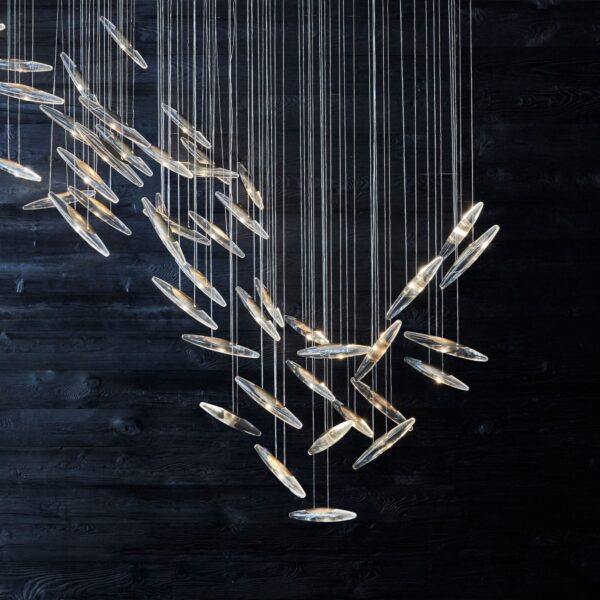 Moonlight Murmuration Chandelier – Oval (64 Drops)