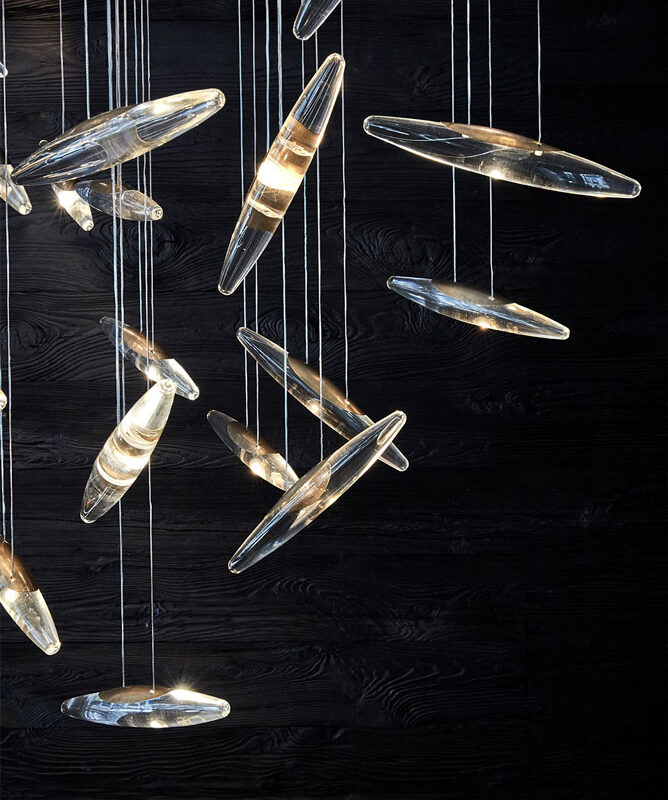 Moonlight Murmuration Chandelier – Oval (64 Drops)