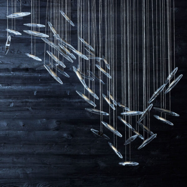 Moonlight Murmuration Chandelier – Oval (64 Drops)