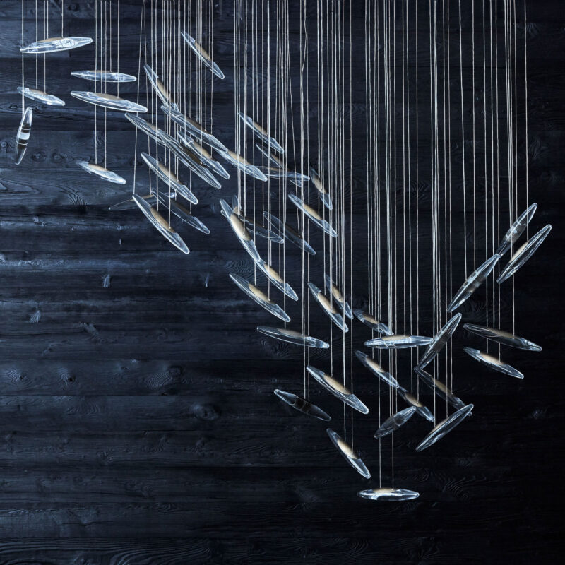 Moonlight Murmuration Chandelier – Oval (64 Drops)