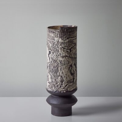 Tall Boule in Marble Black and White #1