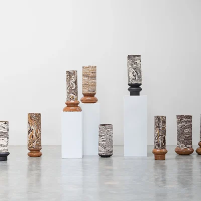 Tall Boule in Marble Carob and White #1