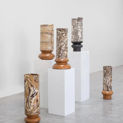 Tall Boule in Marble Carob and White #4