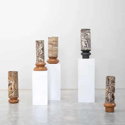 Tall Boule in Marble Carob and White #6