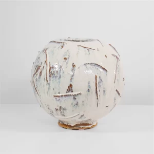 Orb Vessel in Textured Cream White