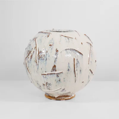 Orb Vessel in Textured Cream White