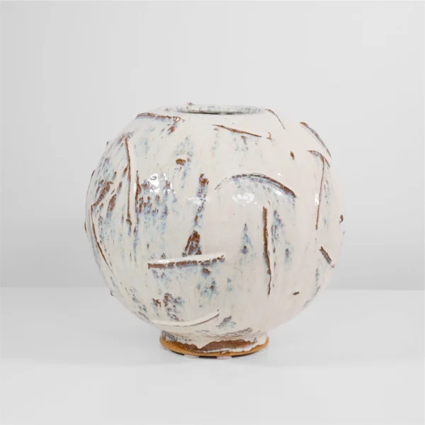 Orb Vessel in Textured Cream White