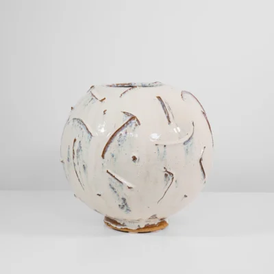 Orb Vessel in Textured Cream White