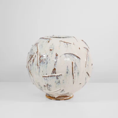 Orb Vessel in Textured Cream White