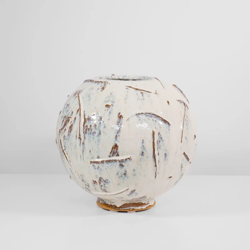Orb Vessel in Textured Cream White