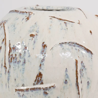 Orb Vessel in Textured Cream White