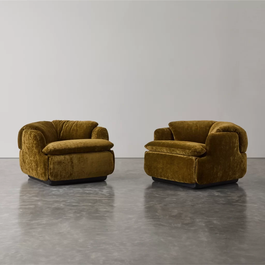 Pair of Confidential Chairs by Alberto Rosselli for Saporiti
