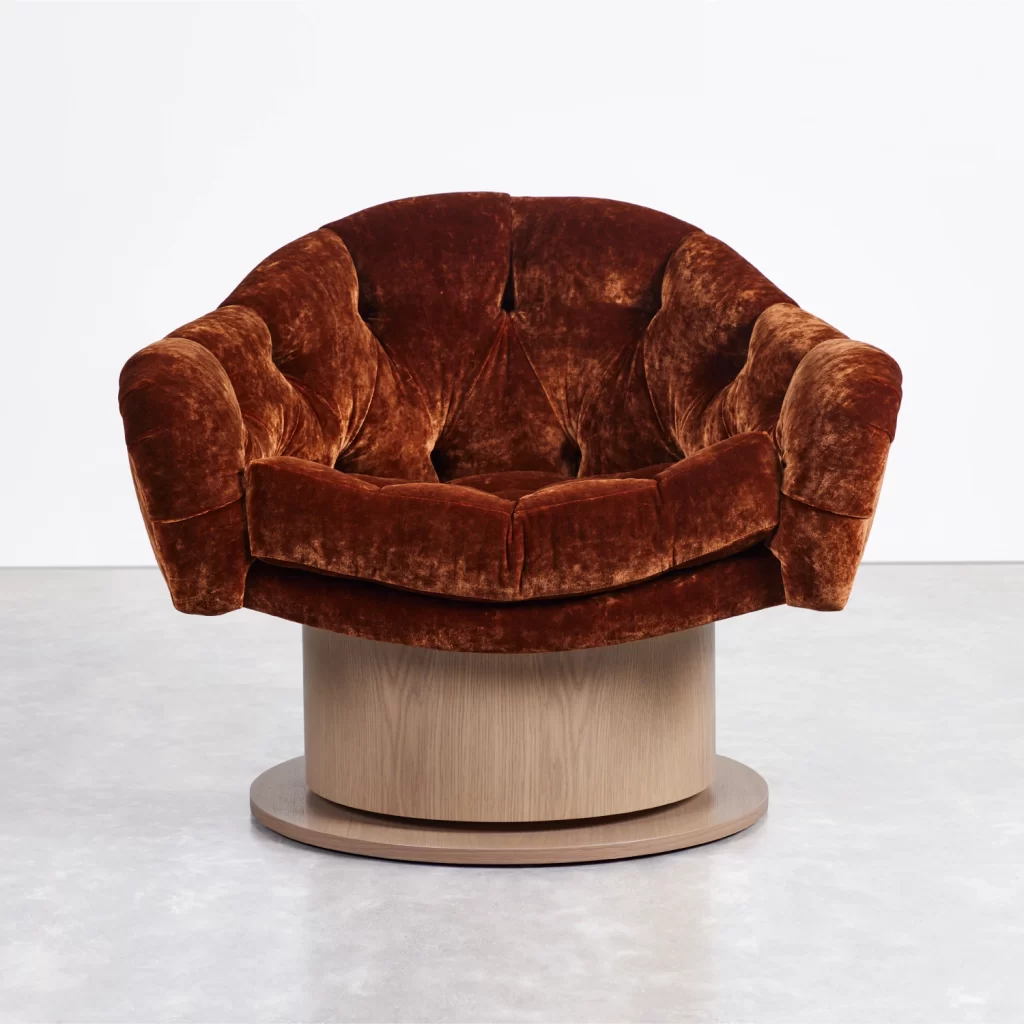 Turn Around Swivel Club Chair - Wood Base