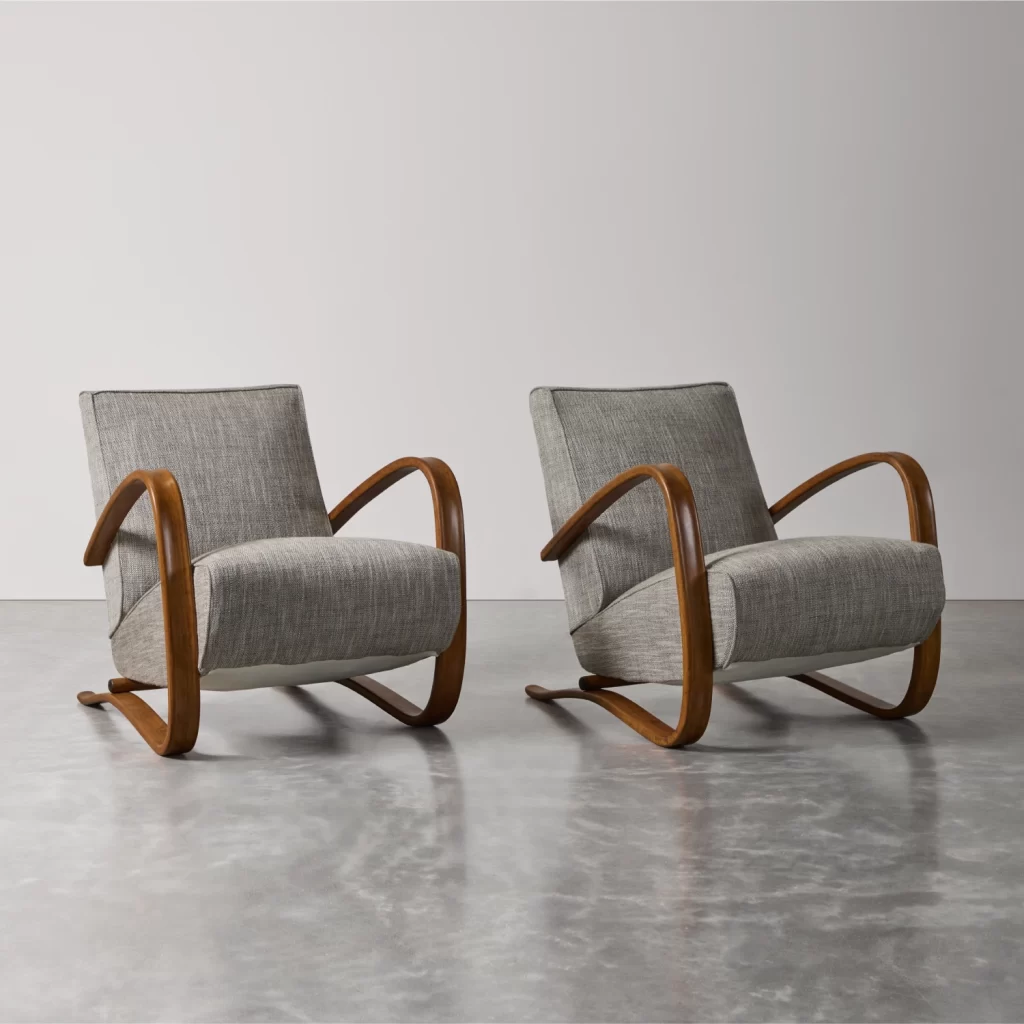 Pair of H269 Armchairs #10 by Jindrich Halabala for Thonet