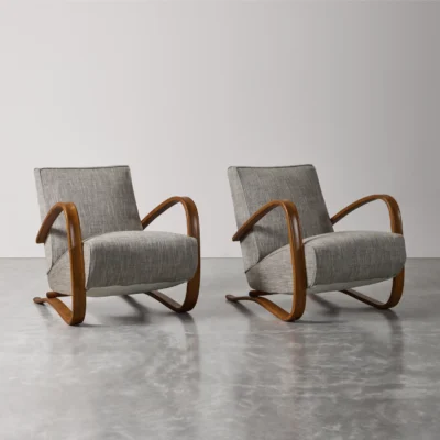 Pair of H269 Armchairs #10 by Jindrich Halabala for Thonet