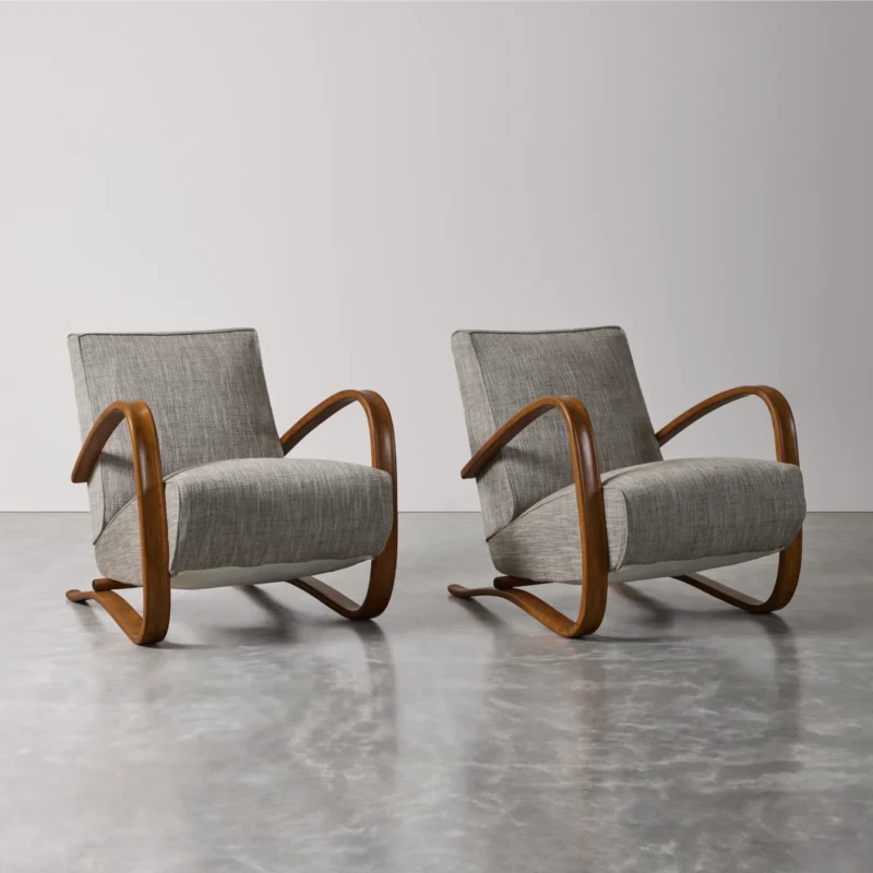 Pair of H269 Armchairs #10 by Jindrich Halabala for Thonet
