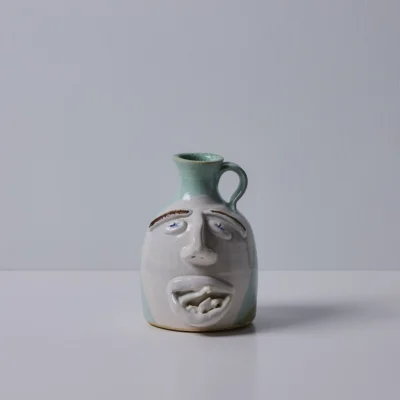 Blue and White Face Jug by Fred Beane