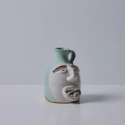 Blue and White Face Jug by Fred Beane